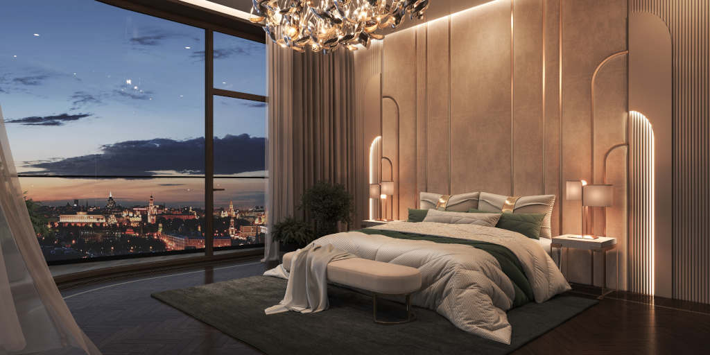 Мастер-спальня с видом на Кремль